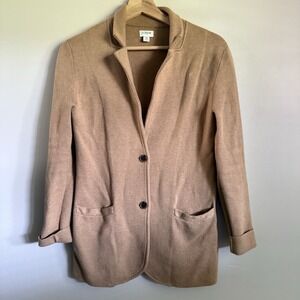 J. Crew Camel Tan Merino Wool Blend Long Sleeve Knit Sweater Blazer SizeXS K2929